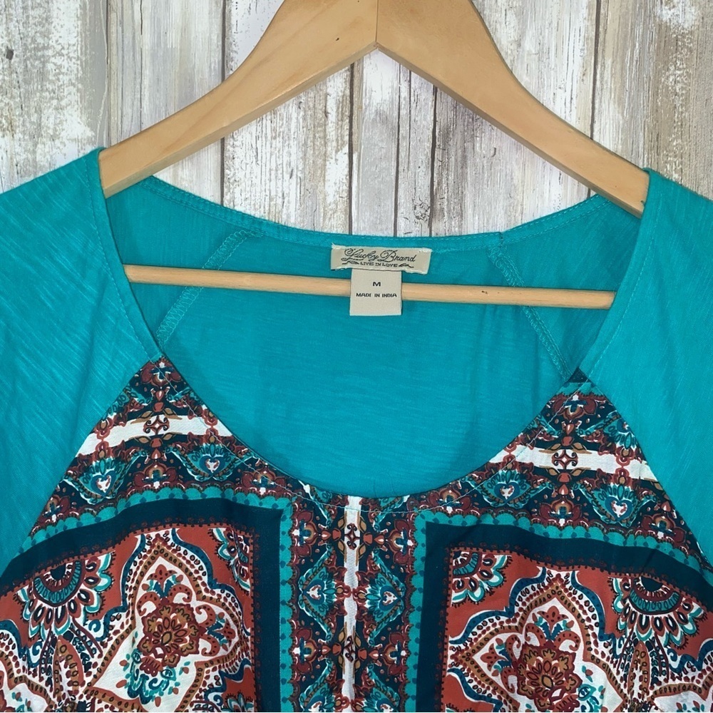 Lucky Brand Teal Printed Blouse - Picture 5 of 6